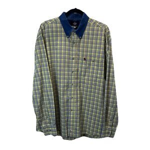 Wrangler PBR Button Down Shirt Yellow Plaid Bull Riders Rodeo Cowboy Logo Men 2X